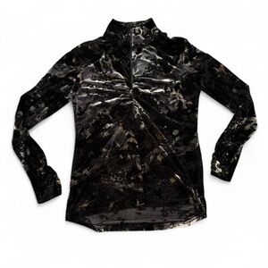 Sno Skins Women’s Velvet Burnout Zip Top Black Gold Silver Size Medium